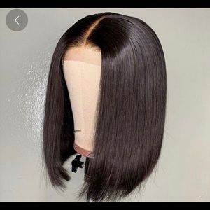 12" Short Bob Natural Black Lace Front Wig 100% Human Hair